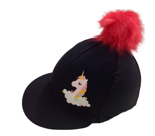 Unicorn Navy Silk With Pink Faux Fur Pompom