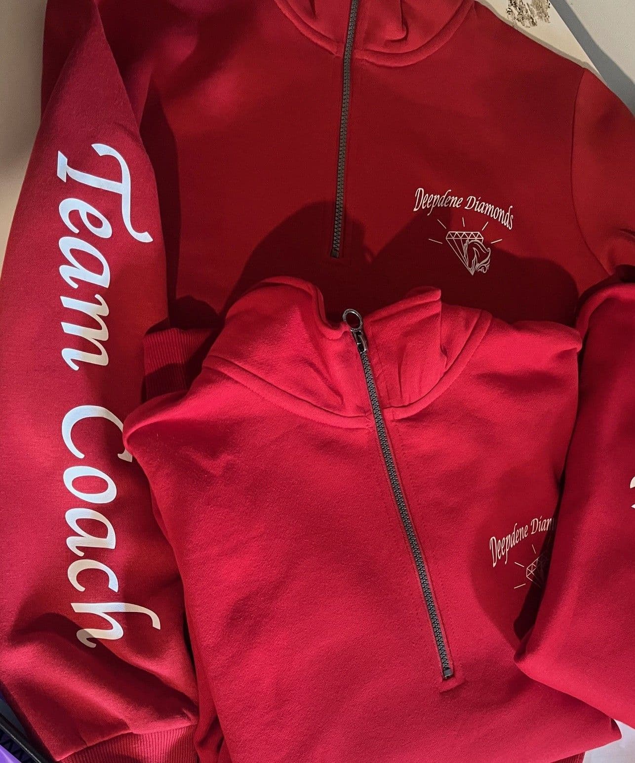 Adult Deepdene DIAMONDS Team Quest Red Quarter Zip Sweatshirt RG613