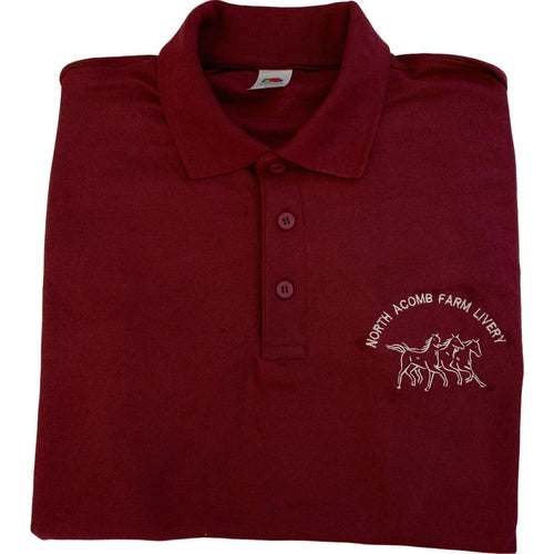 ADULT North Acomb Livery Yard Riding Team Clothing Burgundy Polo Shirt