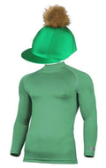 Adult's Green Base Layer & Hat Silk (Faux Fur Pompom)