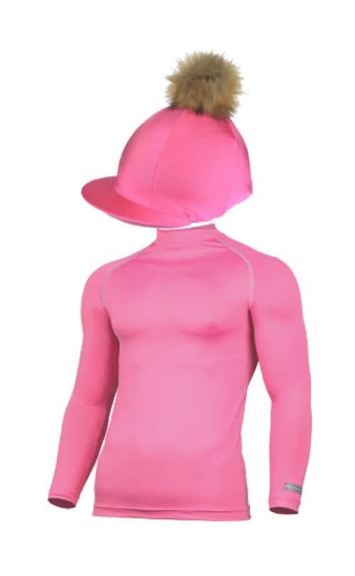 Adult's Hot Pink Base Layer & Hat Silk (Faux Fur Pompom)