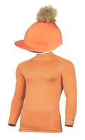 Adult's Orange Base Layer & Hat Silk (Faux Fur Pompom)