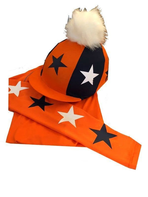 Adult's Orange/Black/white Base Layer & Quartered Hat Silk