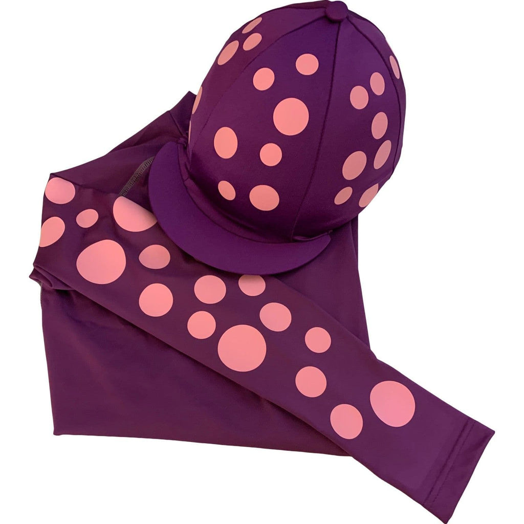 Adult's Purple with silver hearts Base Layer & Hat Silk