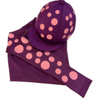 Adult's Purple with silver hearts Base Layer & Hat Silk