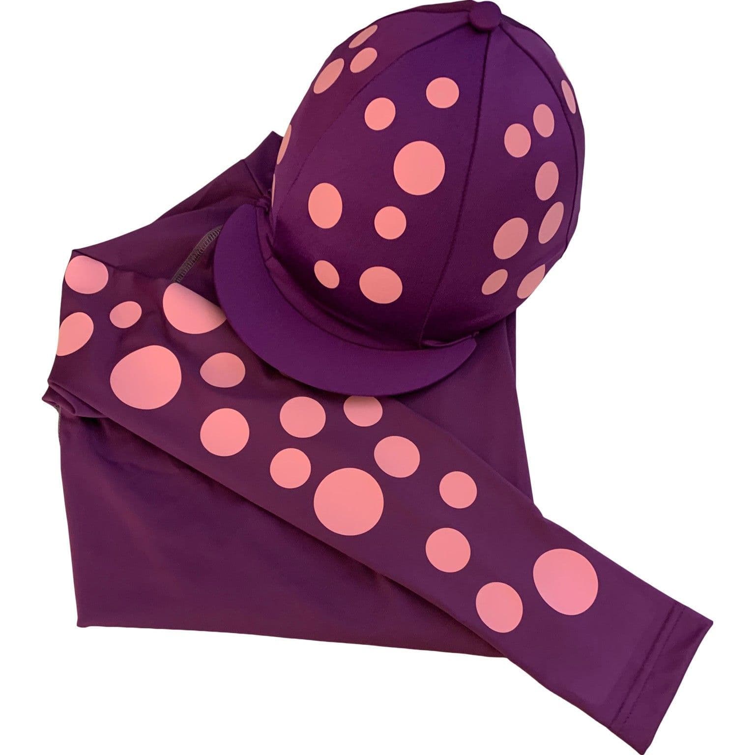 Adult's Purple with silver hearts Base Layer & Hat Silk