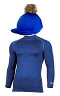 Adult's Royal Blue Base Layer & Hat Silk (Faux Fur Pompom)