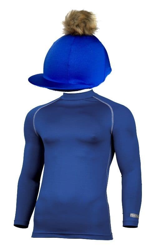 Adult's Royal Blue Base Layer & Hat Silk (Faux Fur Pompom)