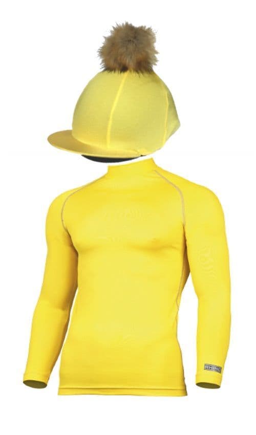 Adult's Yellow Base Layer & Hat Silk (Faux Fur Pompom)