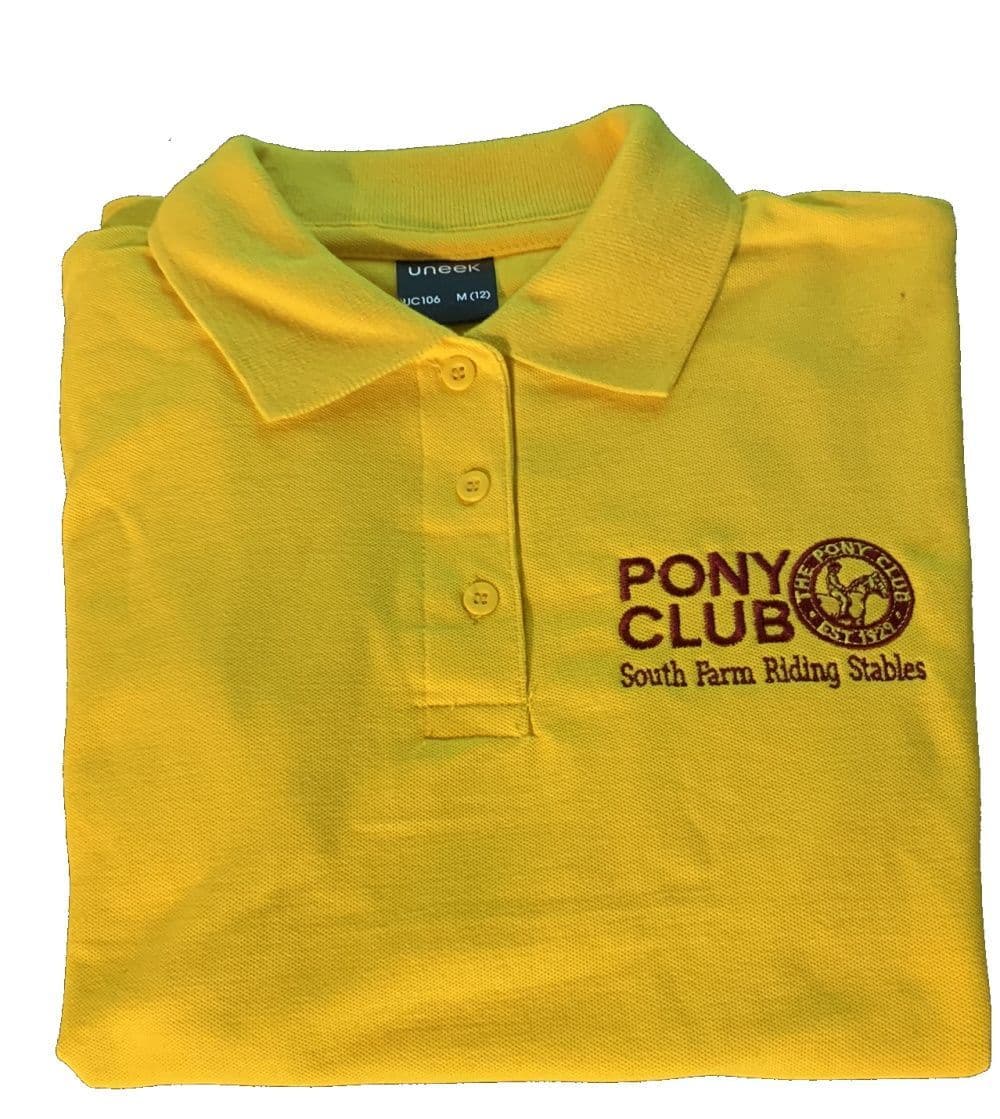 ADULT South Farm Riding Stables Pony Club Yellow Polo Shirt UC101
