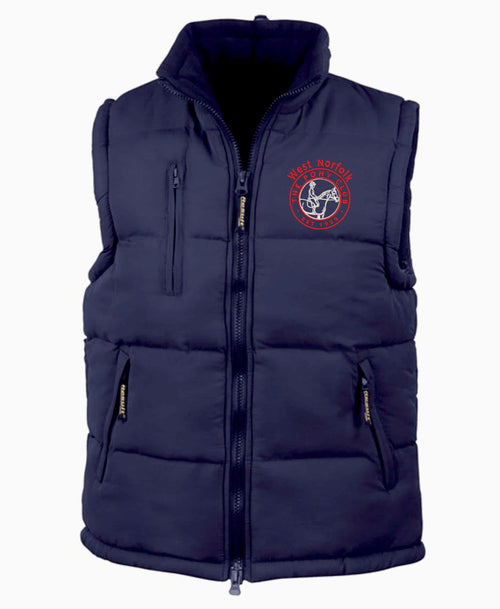 Adult West Norfolk Pony Club Navy Blue Padded Gilet.