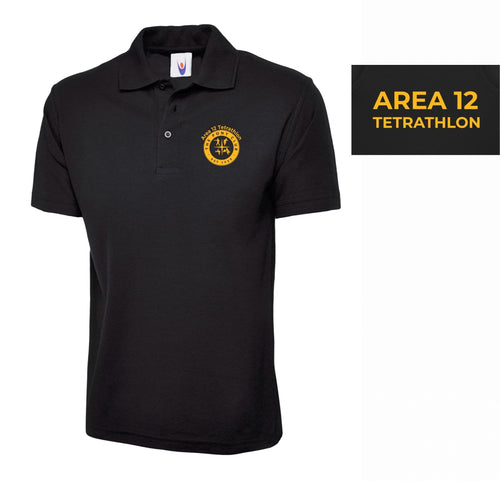 ADULTS Area 12 Tetrathlon Black Polo Shirt – UC101