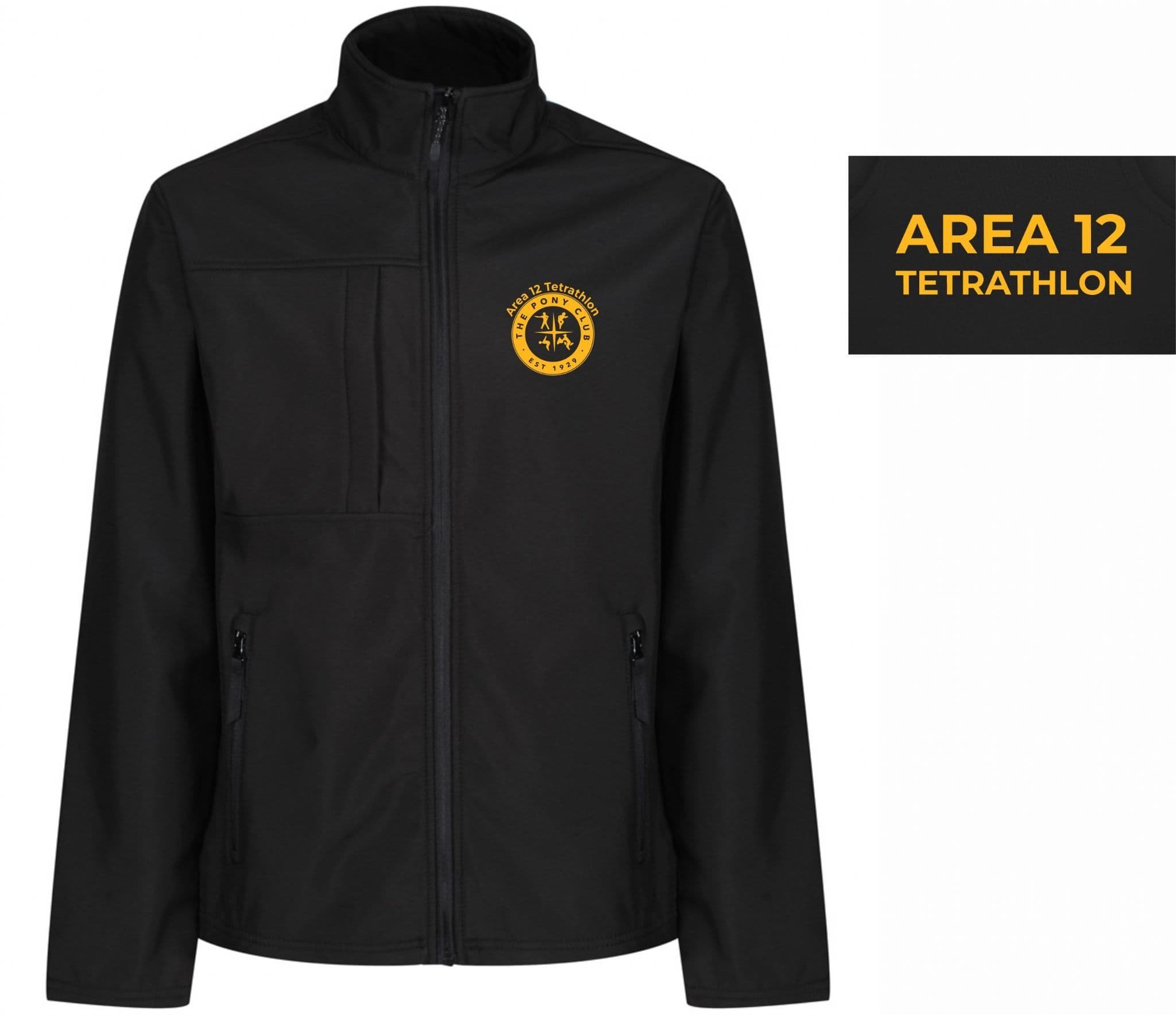 ADULTS Area 12 Tetrathlon Black Softshell Jacket – RG191