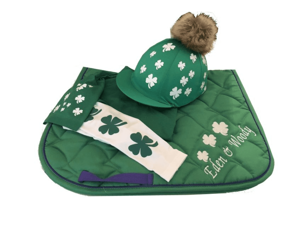 Adults Base Layer Cross Country Set Emerald and white with Shamrocks.