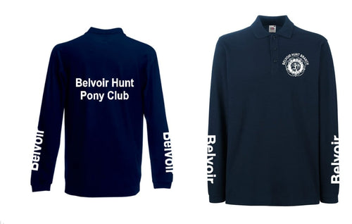 Adults Belvoir Long Sleeve Navy Polo