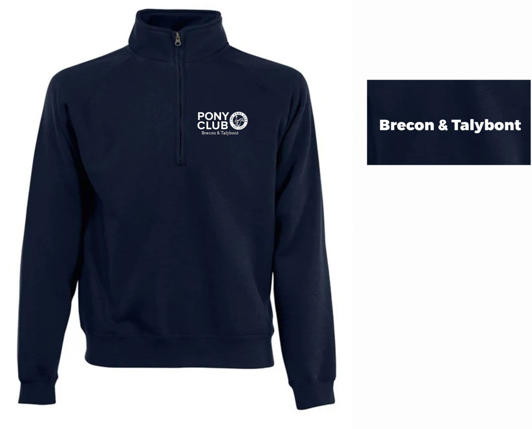 Adults Brecon & Talybont Navy Quarter Zip Sweatshirt