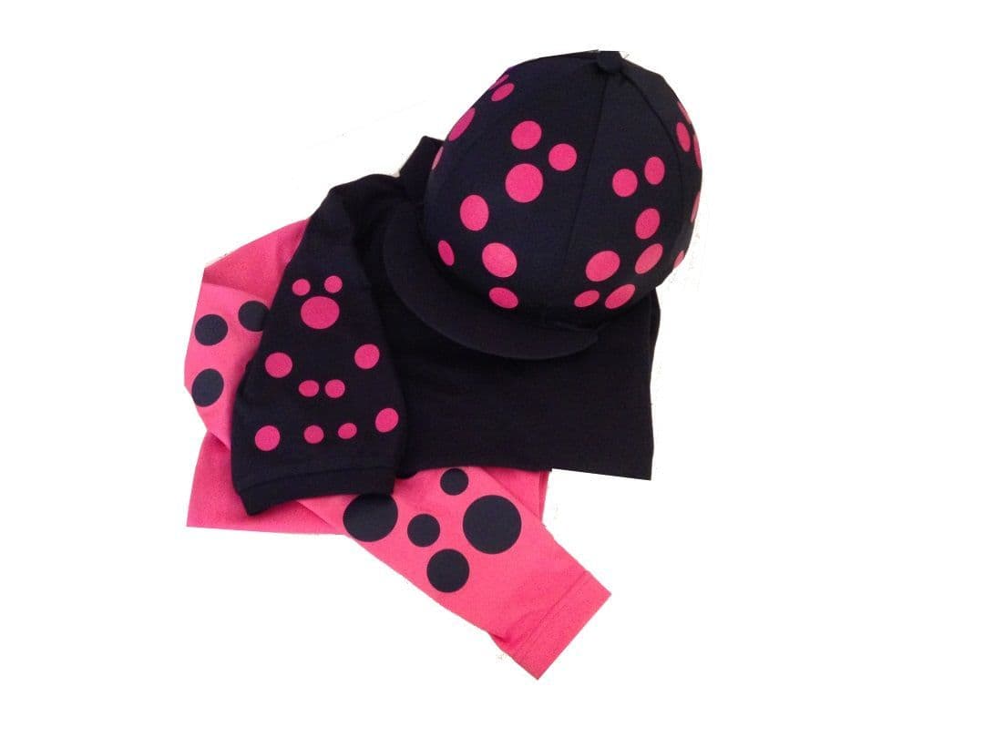 Adults Hot Pink/Black Base Layer, polo and silk.