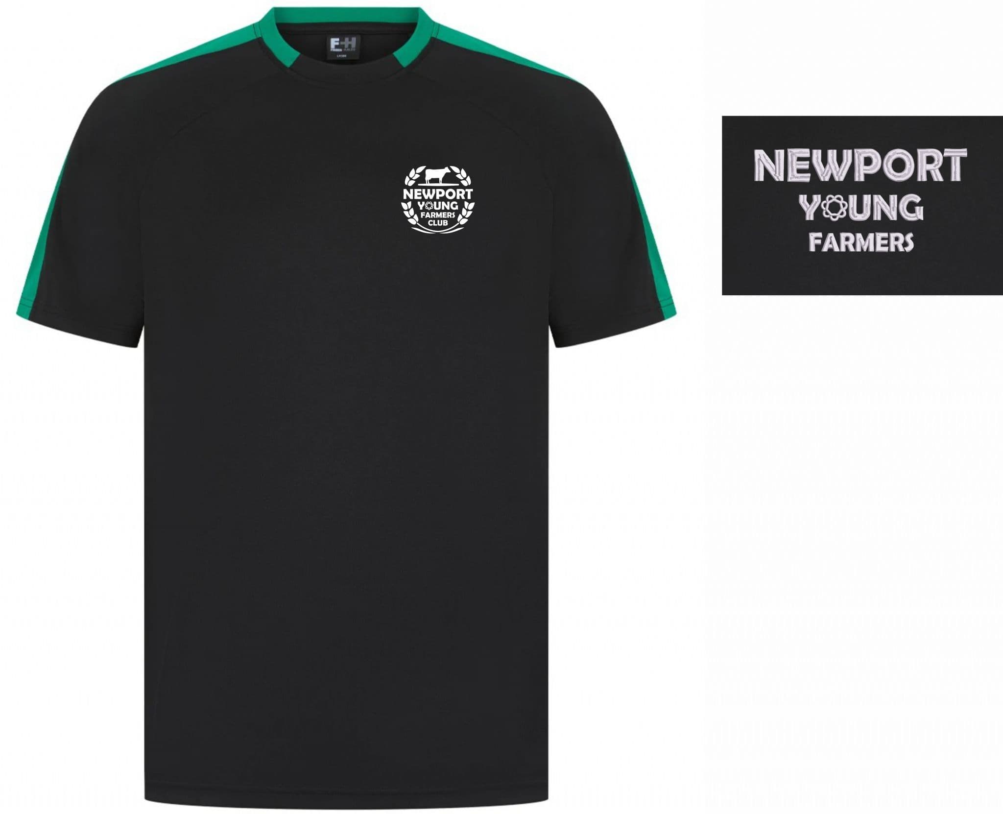 ADULTS Newport YF Black/Emerald Sport T-shirt – LV290