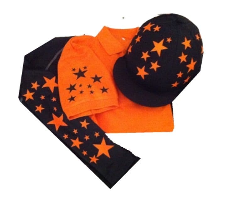 Adults Orange/Black Base Layer, polo and silk.