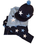 Adults Sky Blue/Navy/ White Base Layer, polo and silk.
