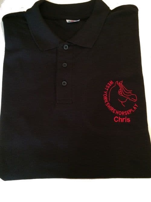 Adults West Yorkshire Horse Play Polo Shirt – Black