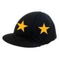 Area 12 Tetrathlon Black Lycra Hat Silk with Golden Yellow Stars