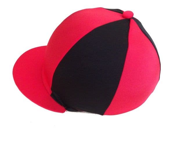 Burstow District Riding Club Lycra Hat Silk Red/Black.