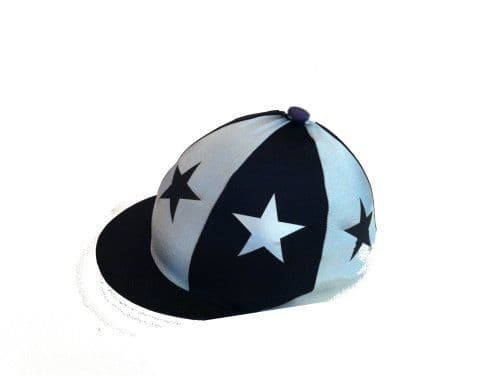 Cambridgeshire Hunt PC Navy/sky Blue Lycra Hat Silk