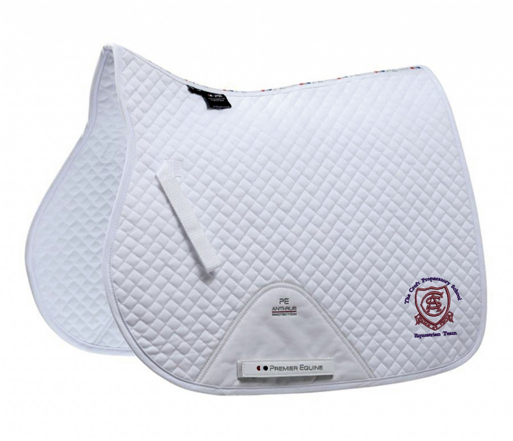 Cheam School Equestrian embroidered White Premier Equine GP Saddlecloths
