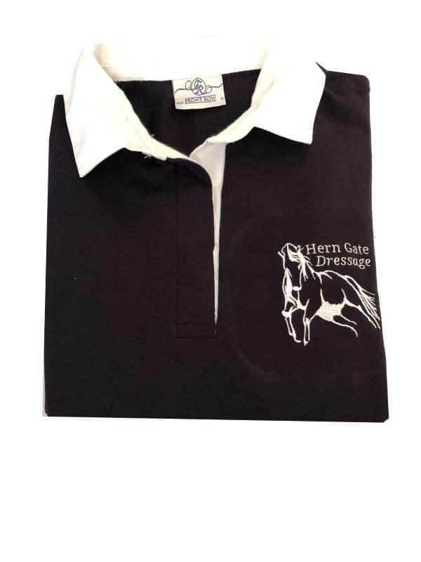 CHILD Hern Gate Dressage Navy Long Sleeved Rugby Shirt