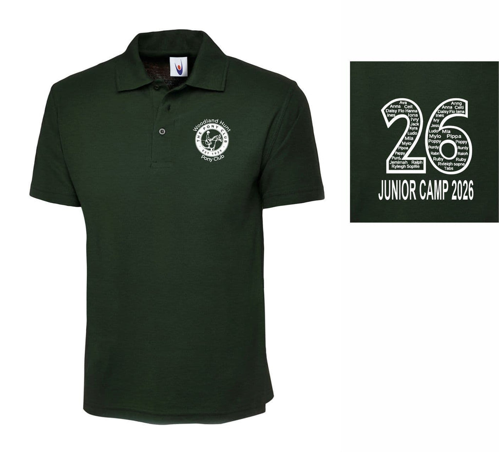 CHILD Woodland Hunt CAMP 2026 Bottle Green Polo Shirt – UC103