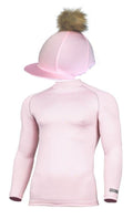 Children's Baby Pink Base Layer & Hat Silk (Faux Fur Pompom)
