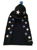 Children's Base Layer & Hat Silk Navy With White and Baby Blue Stars