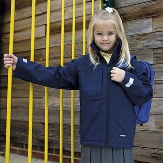 Children's Cattistock Navy Classic Softshell 3 layer jacket.