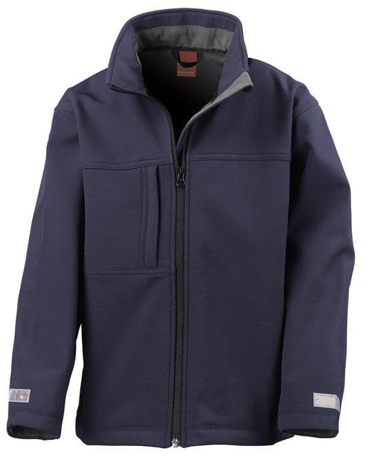 Children's East Devon Navy Classic Softshell 3 layer jacket.