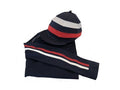 Children's Navy Base Layer & Hat Silk with stripes