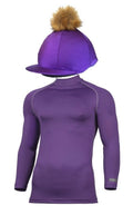 Children's Purple Base Layer & Hat Silk (Faux Fur Pompom)