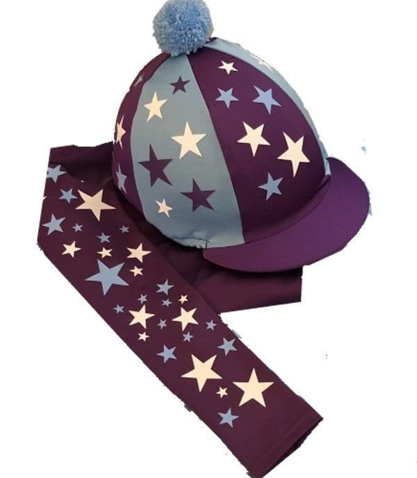 Children's Purple/Sky Blue Base Layer & Hat Silk