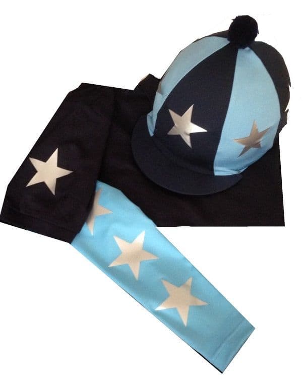 Children's Sky Blue/Navy/Silver Base Layer, polo and silk