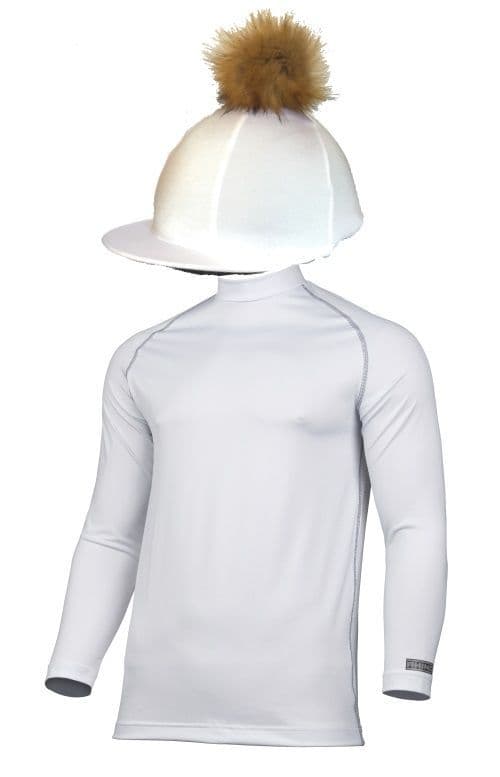 Children's White Base Layer & Hat Silk (Faux Fur Pompom)