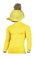 Children's Yellow Base Layer & Hat Silk (Faux Fur Pompom)
