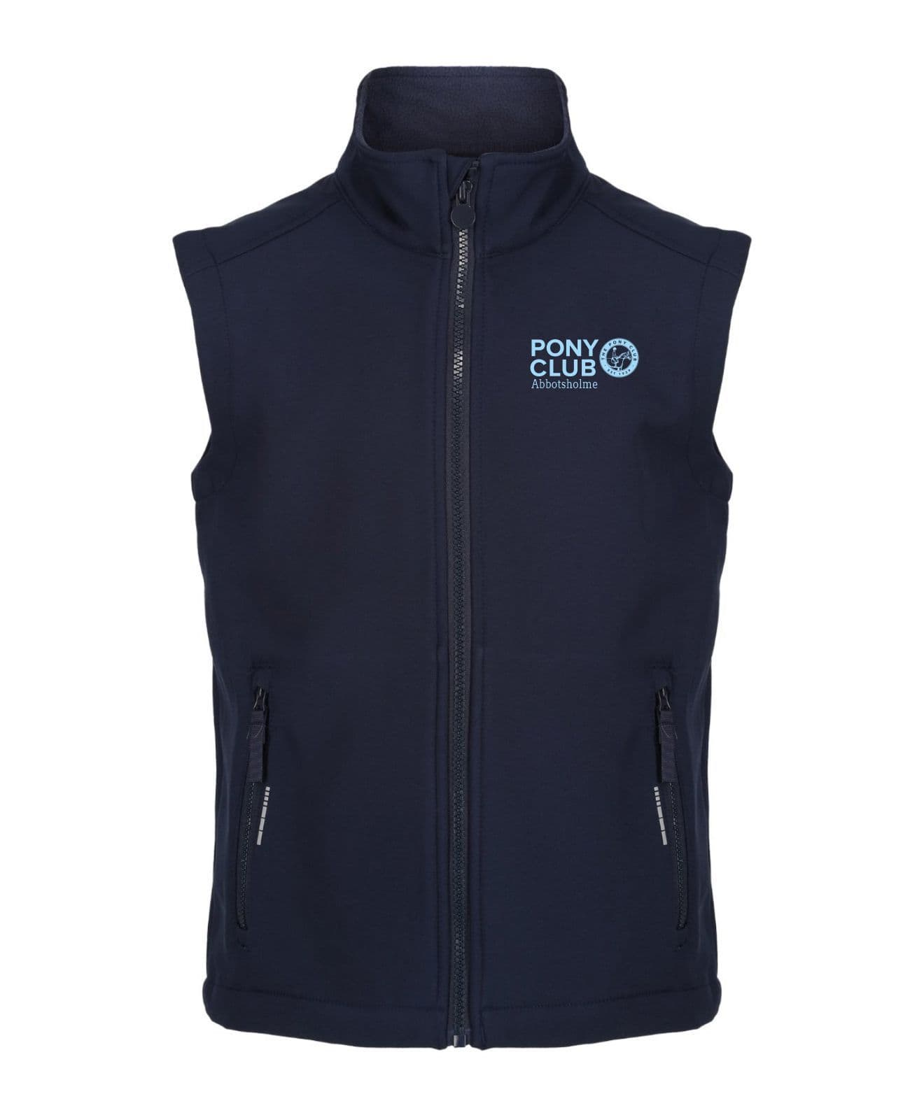 CHILDRENS Abbotsholme Pony Club Navy Soft-shell Gilet – RG342
