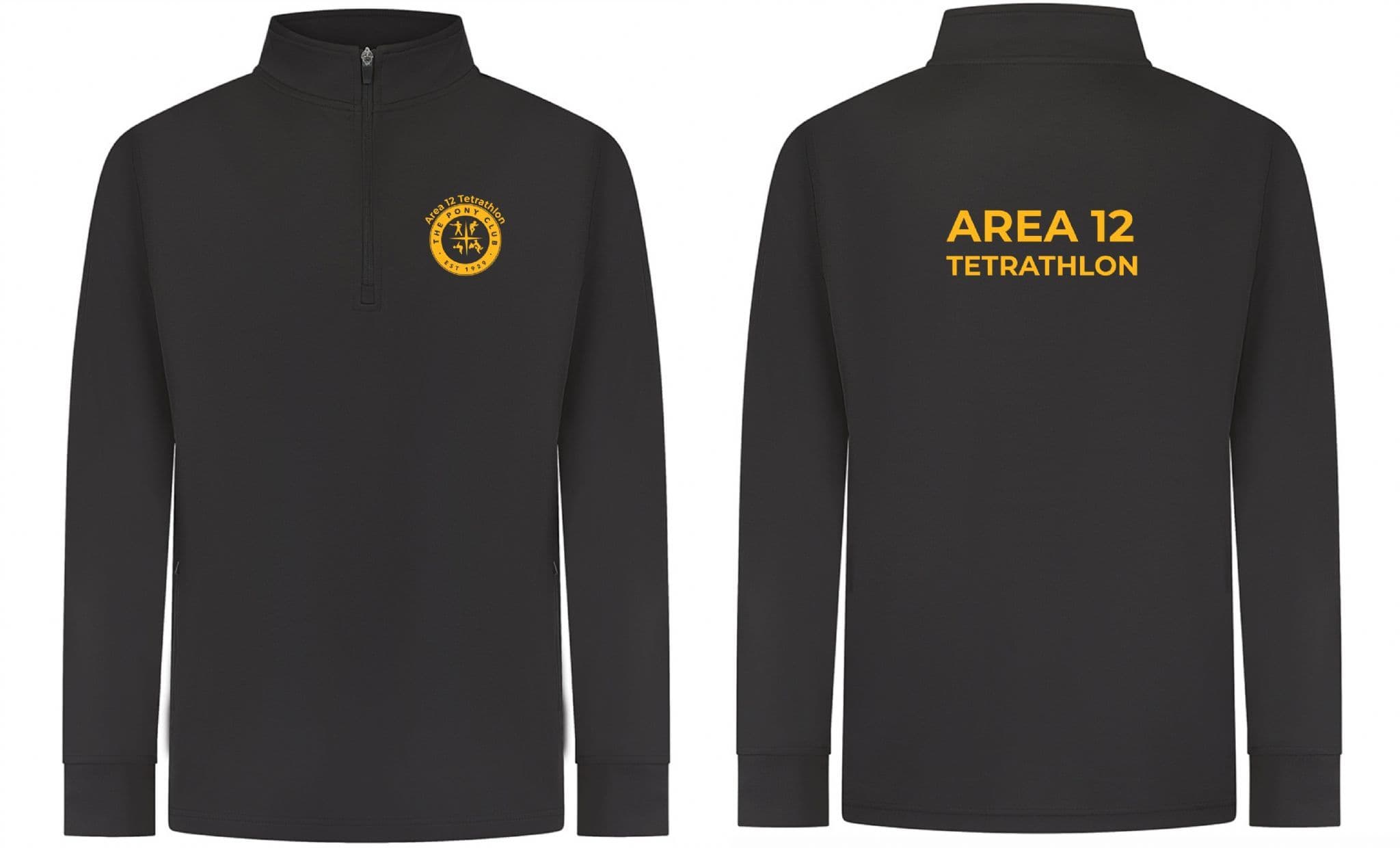 CHILDRENS Area 12 Tetrathlon Black Quarter Zip Top – LV875