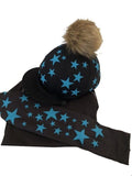 Children's Black/Turquoise Base Layer & Hat Silk