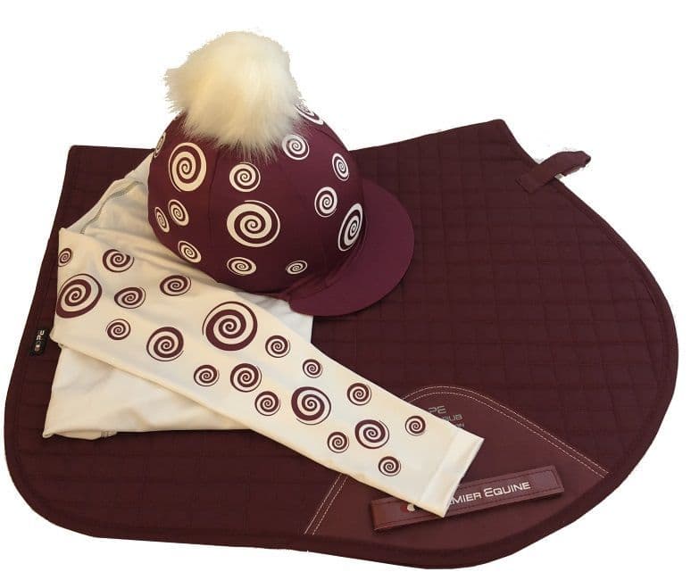 Children's Burgundy Base Layer Cross Country Colours. Premier Equine Pony Saddlecloth