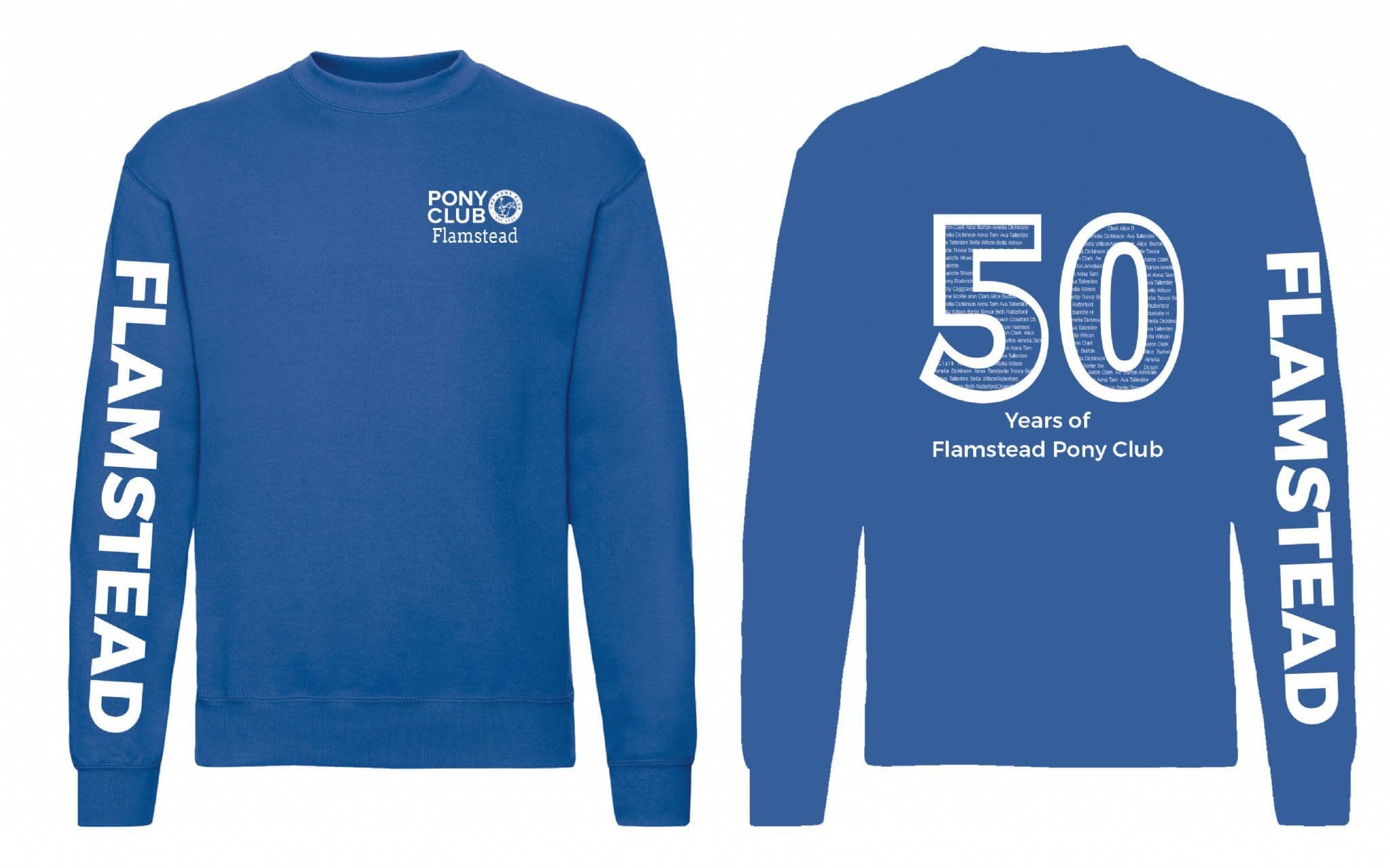 Children's Flamstead Pony Club 50th Anniversary Royal Sweatshirt UX7