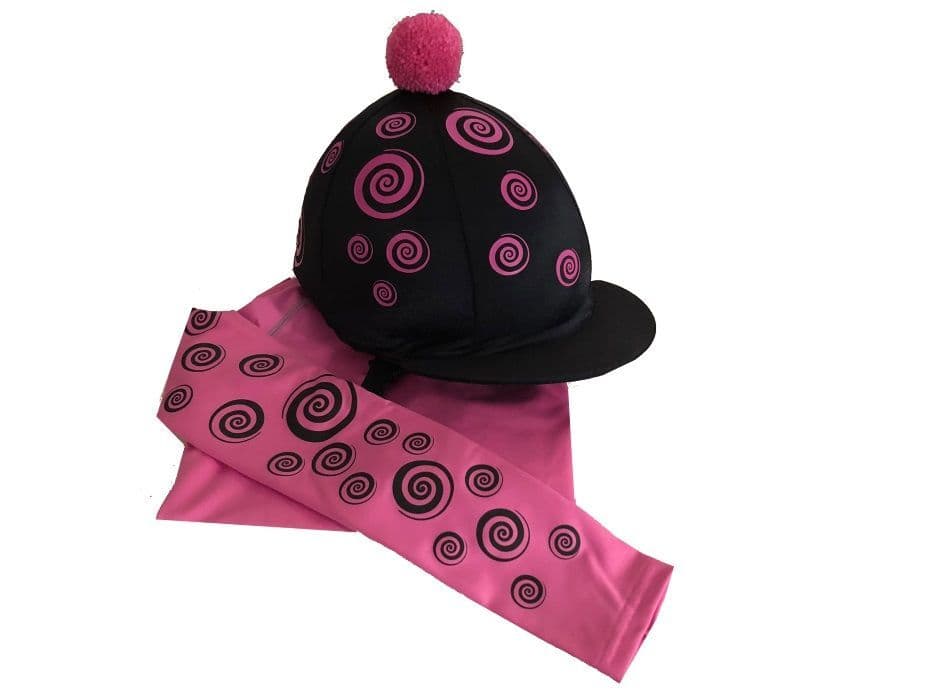 Children's Hot Pink/Black Base Layer & Hat Silk