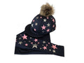 Children's Navy/Baby Pink/Silver Base Layer & Hat Silk