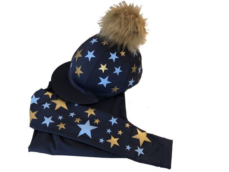 Children's Navy/Gold/Sky Base Layer & Hat Silk