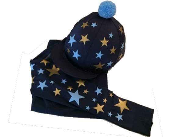 Children's Navy/Gold/Sky Base Layer & Hat Silk